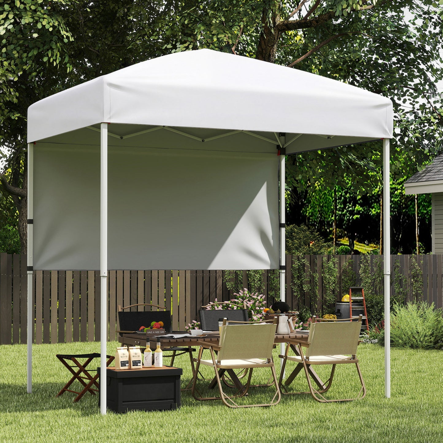 6 x 4 FT Pop-Up Canopy Tent, Half Sidewall, Easy Setup, White Canopies at Gallery Canada