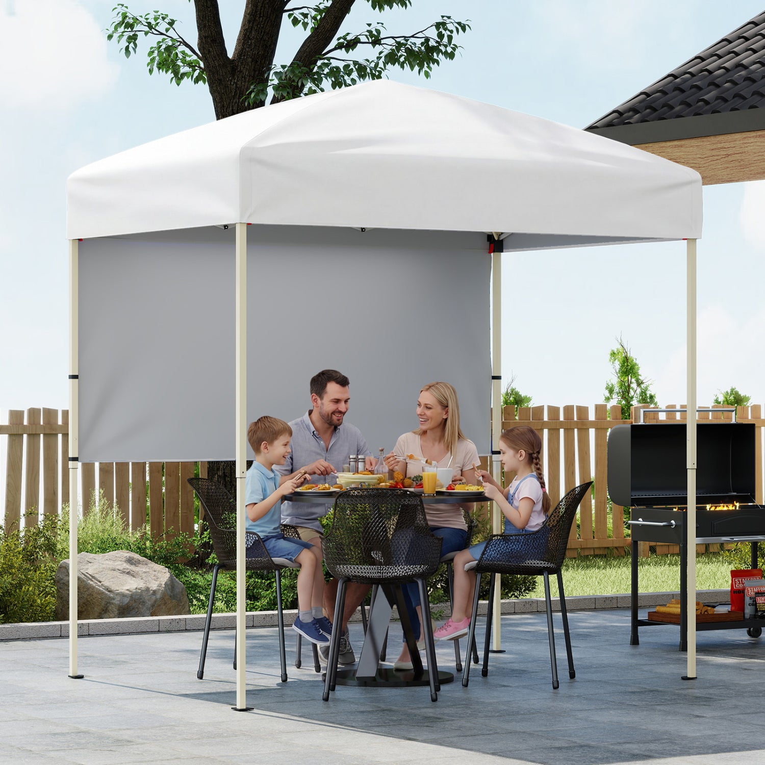 6 x 4 FT Pop-Up Canopy Tent, Half Sidewall, Easy Setup, White Canopies at Gallery Canada