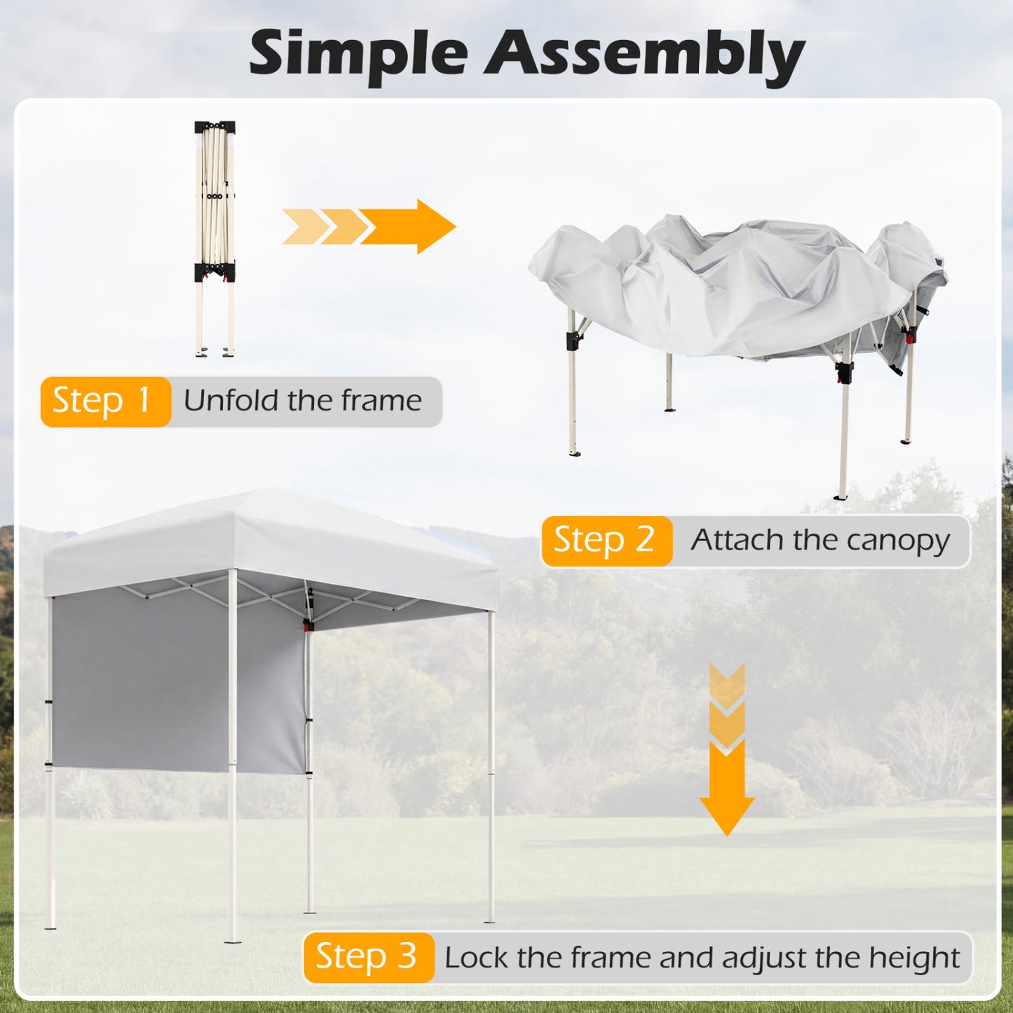 6 x 4 FT Pop-Up Canopy Tent, Half Sidewall, Easy Setup, White Canopies at Gallery Canada