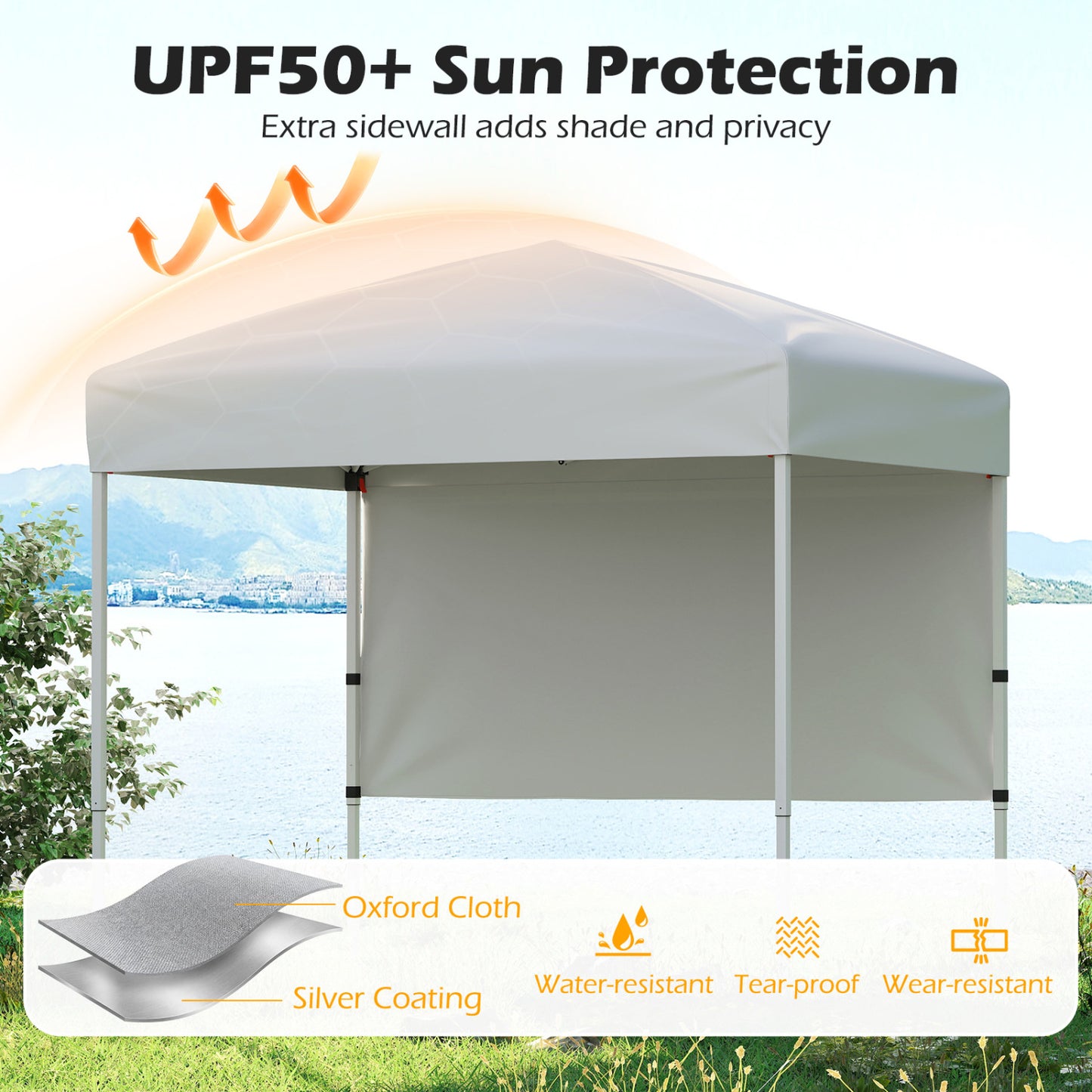 6 x 4 FT Pop-Up Canopy Tent, Half Sidewall, Easy Setup, White Canopies at Gallery Canada