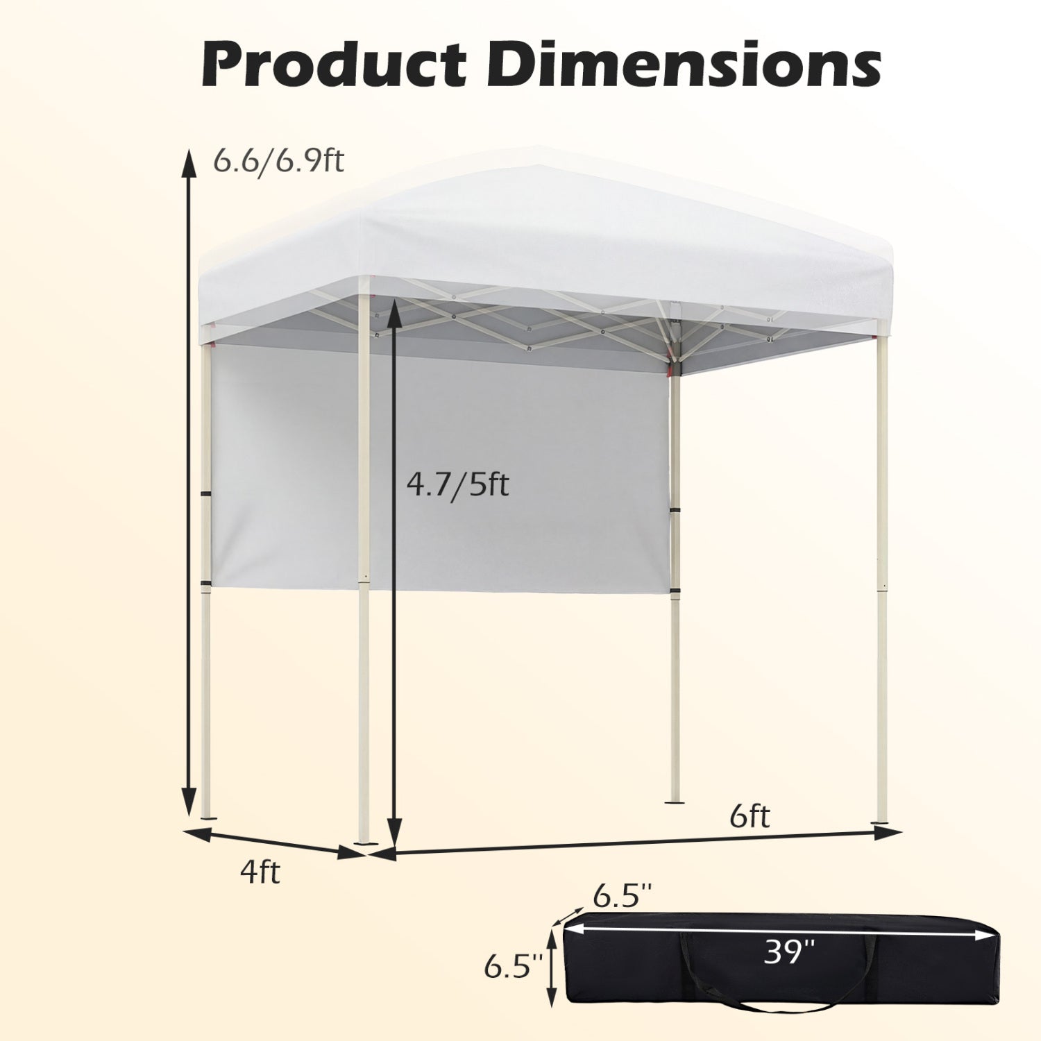 6 x 4 FT Pop-Up Canopy Tent, Half Sidewall, Easy Setup, White Canopies at Gallery Canada