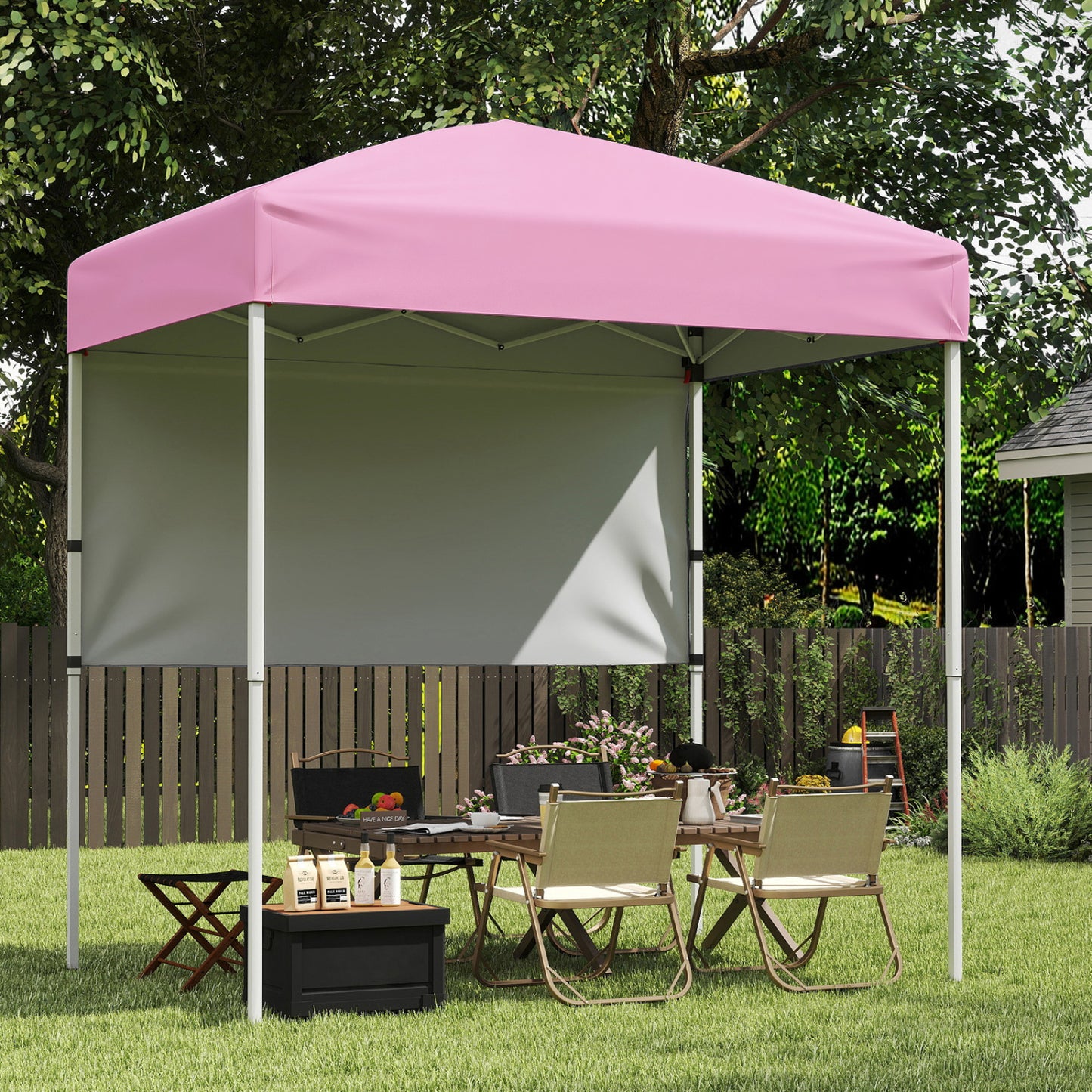 Tente Pop-Up Canopée 1,8x1,2 m avec demi-paroi latérale, Rose