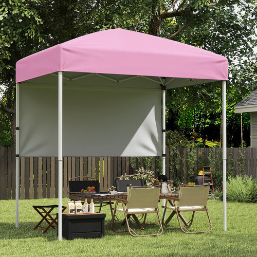6x4 FT Pop-Up Canopy Tent with Half Sidewall, Pink