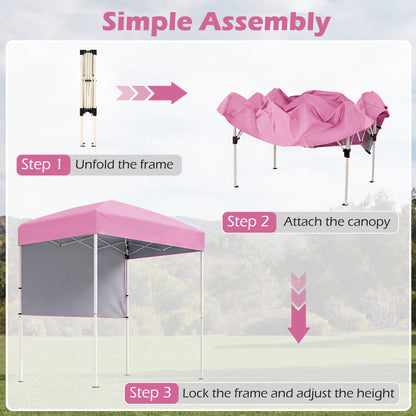 Tente Pop-Up Canopée 1,8x1,2 m avec demi-paroi latérale, Rose