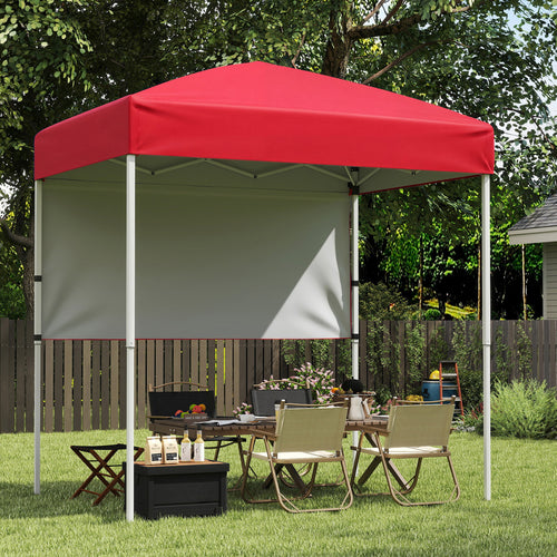 6x4 FT Pop-Up Canopy Tent with Half Sidewall, Red