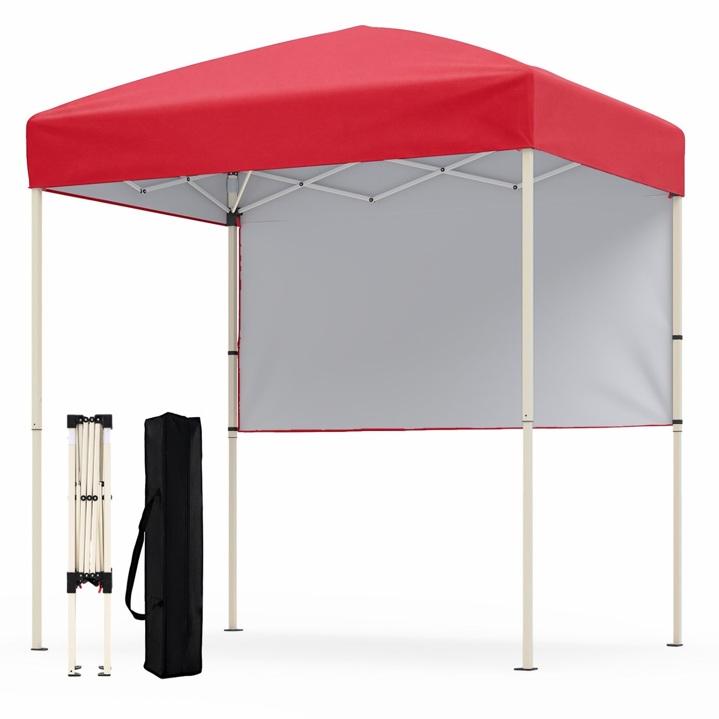 6x4 FT Pop-Up Canopy Tent with Half Sidewall, Red