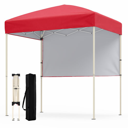 6x4 FT Pop-Up Canopy Tent with Half Sidewall, Red