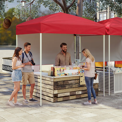 6x4 FT Pop-Up Canopy Tent with Half Sidewall, Red