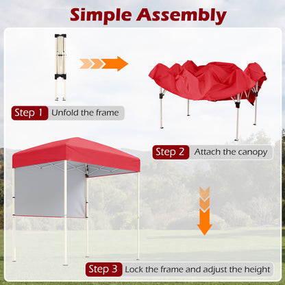 6x4 FT Pop-Up Canopy Tent with Half Sidewall, Red