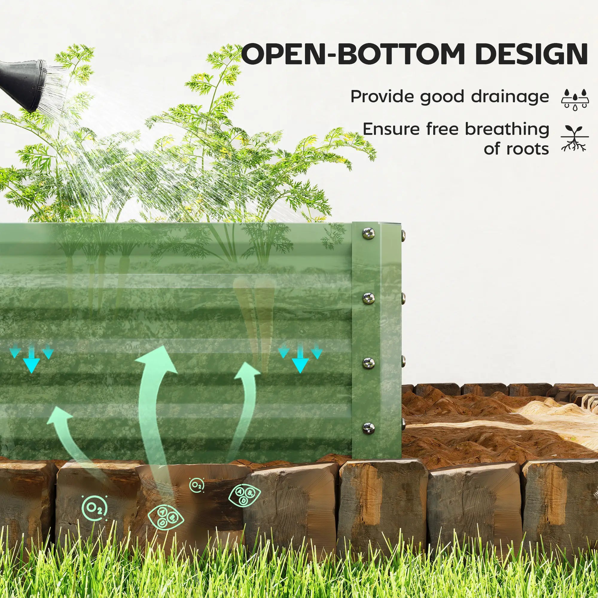 Galvanized Raised Garden Beds, Outdoor Planter Box Set, Light Green Galvanized Planter Boxes at Gallery Canada