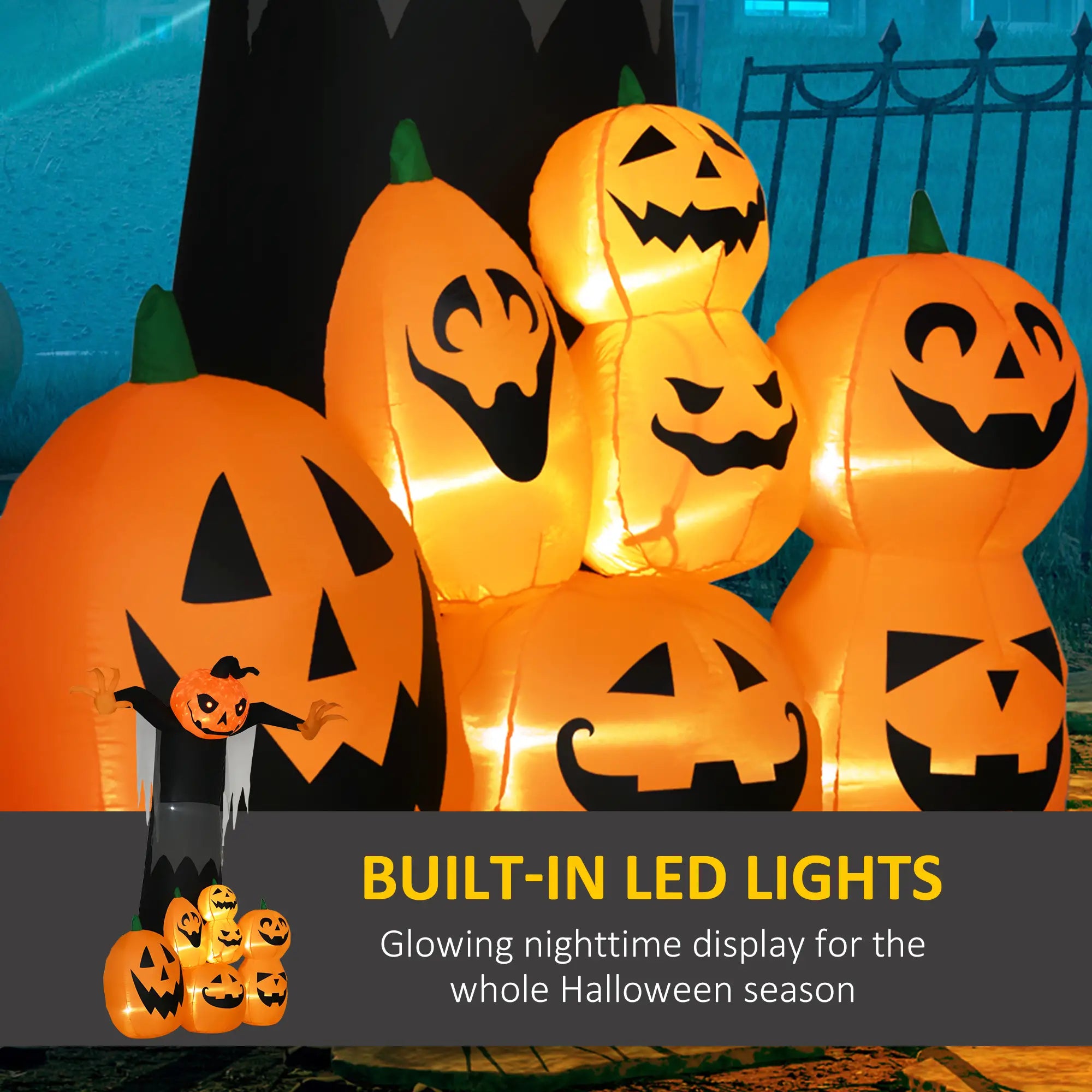 9ft Inflatable Halloween Pumpkin Ghost, Outdoor LED Display Halloween Decorations at Gallery Canada