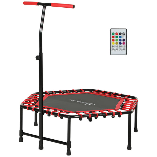 45" Rebounder Trampoline, Quiet Bungee with LED Lights, Adjustable Handle, Red Trampolines Red at Gallery Canada