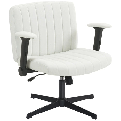 Criss Cross Chair, Flip-Up Armrests, Adjustable Height, Tilting, No Wheels, Beige