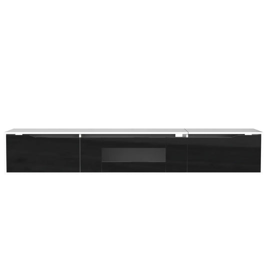 TV Stand With LED Lighting, 71" L x 12" W x 12" H, Black+White TV Stands Black, White at Gallery Canada