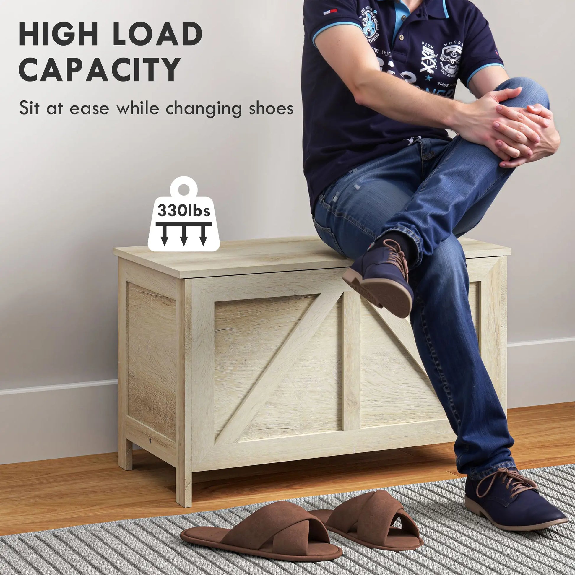 Farmhouse Storage Trunk Box Organizer, Safety Hinge, 100° Open Storage Cabinets at Gallery Canada