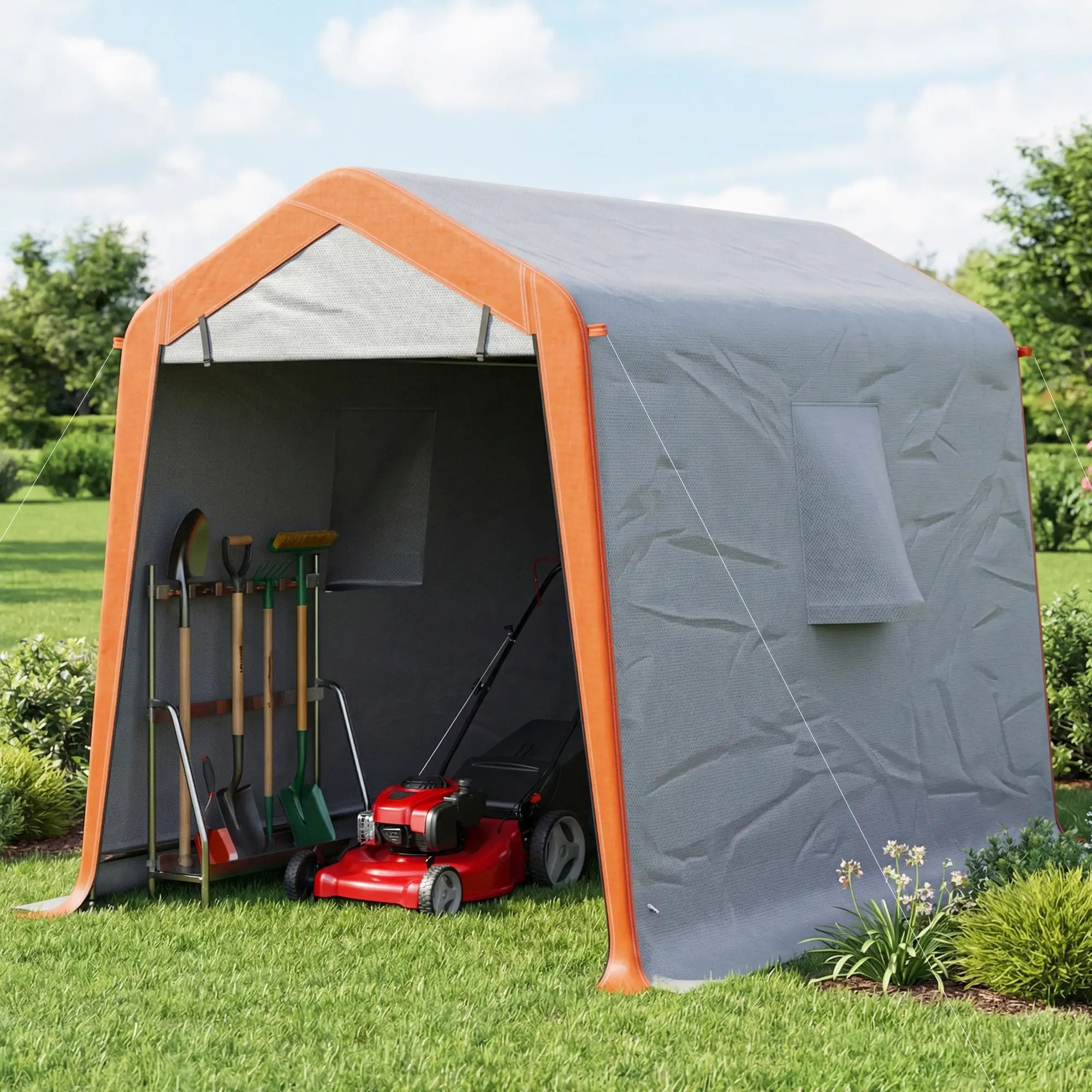 6' x 8' Portable Storage Shed Tent, Waterproof Motorcycle Bike Tent, Light Grey Car Shelters at Gallery Canada