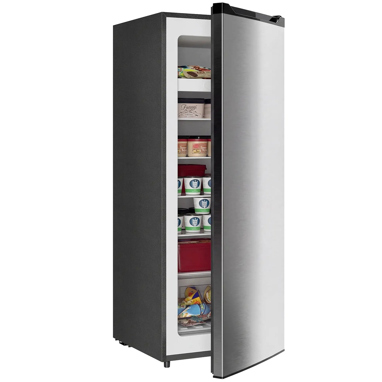 7.0 Cu.Ft Upright Freezer, 6 Adjustable Shelves, Reversible Door, Silver Small Kitchen Appliances at Gallery Canada