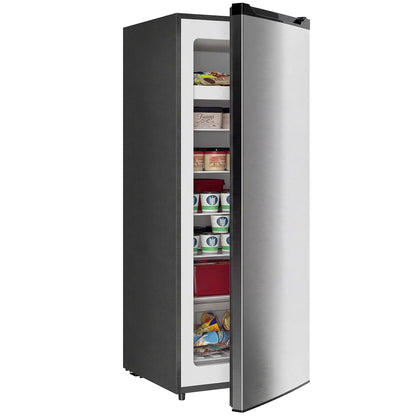 7.0 Cu.Ft Upright Freezer, 6 Adjustable Shelves, Reversible Door, Silver Small Kitchen Appliances at Gallery Canada