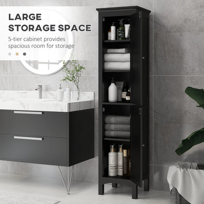 Tall Bathroom Cabinet, Freestanding Storage Organizer, 15" x 13" x 63", Black Bathroom Cabinets at Gallery Canada