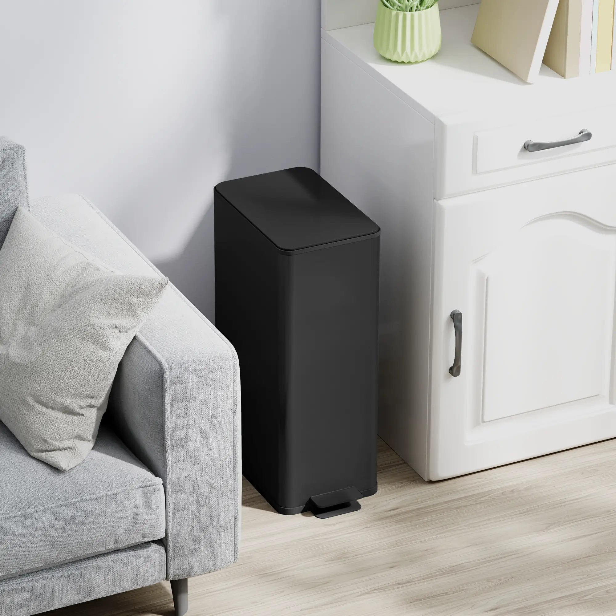 5.3 Gallon Stainless Steel Trash Can, Soft-Close Lid, Foot Pedal, Black Household Supplies at Gallery Canada