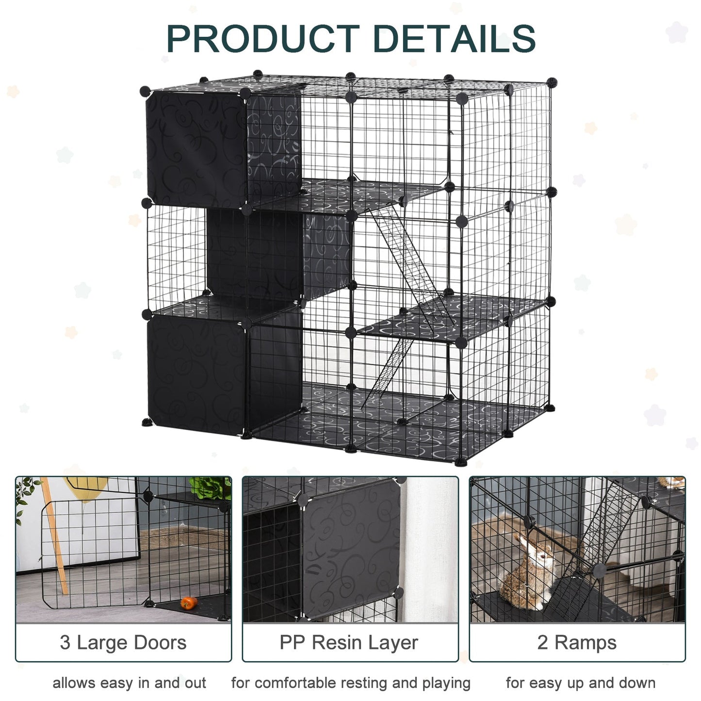 56 Panels Pet Playpen Small Animal Cage for Rabbit - Gallery Canada