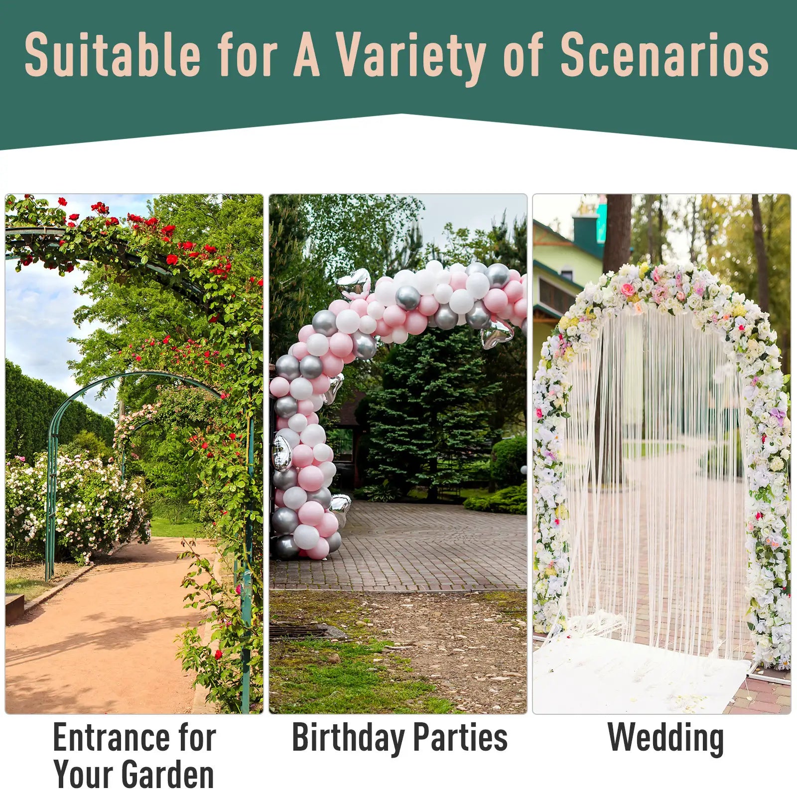 Metal Trellis Garden Arch Arbor, Lucky Leaf Clover Gate, Black Garden Arches at Gallery Canada