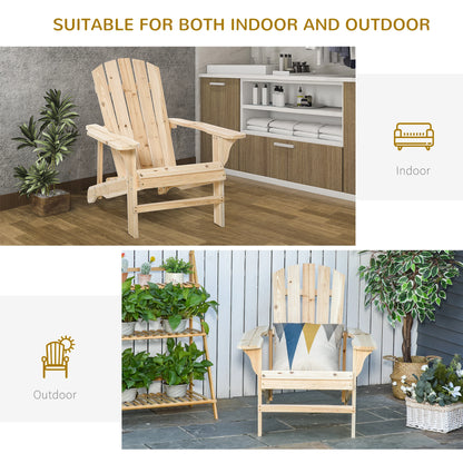 Wood Adirondack Chair, Outdoor Patio Muskoka Chair, Slatted Design, Natural Patio Chairs at Gallery Canada