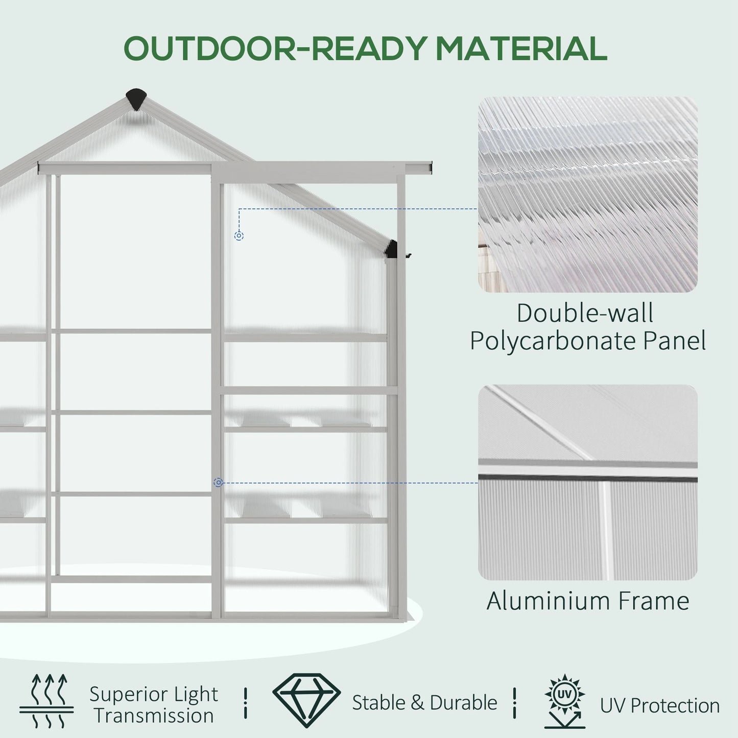 6.3' x 2.3' x 6.1' Outdoor Walk-In Greenhouse, 3-Tier Shelves, Polycarbonate, Aluminum Frame Walk In Greenhouses at Gallery Canada
