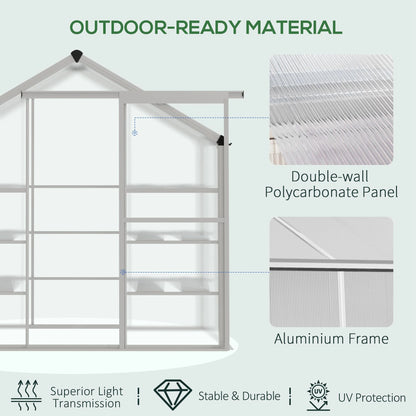 6.3' x 2.3' x 6.1' Outdoor Walk-In Greenhouse, 3-Tier Shelves, Polycarbonate, Aluminum Frame Walk In Greenhouses at Gallery Canada