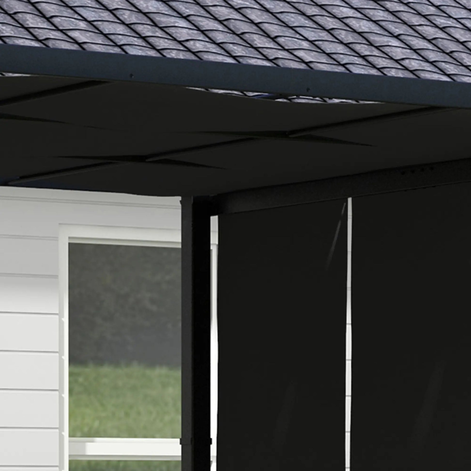 10' x 10' Metal Pergola, Retractable Canopy, Charcoal Grey Pergolas at Gallery Canada