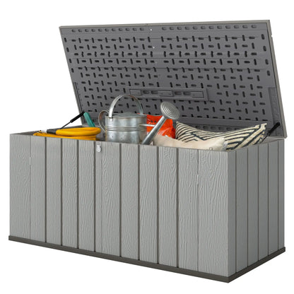 Large Capacity Outdoor Storage Box, 125.5 gal, Lockable Lid, Grey Patio Storage Boxes Light Grey, Dark Grey at Gallery Canada
