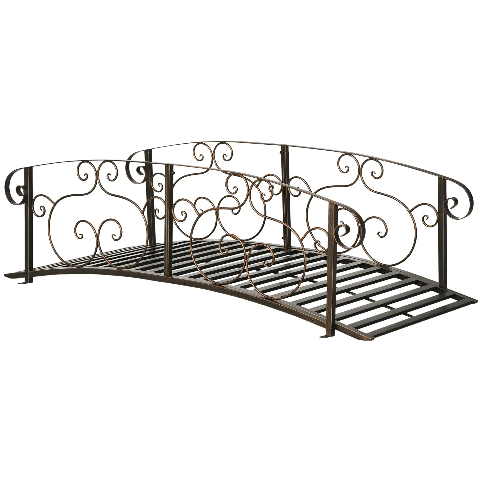 6FT Steel Garden Bridge, Decorative Arc Landscaping Bridge, Brown Garden Bridges at Gallery Canada