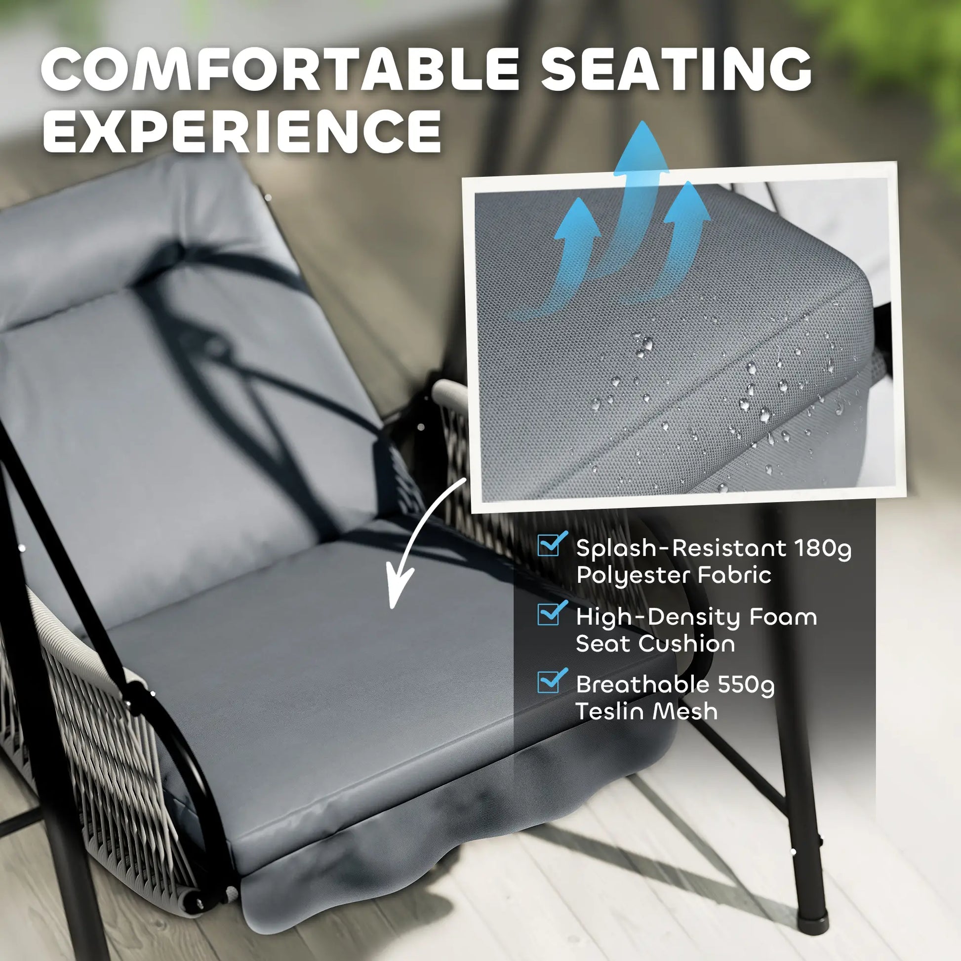 Rattan Hammock Chair with Stand, Seat Cushion, Light Grey Patio Swings with Stand at Gallery Canada