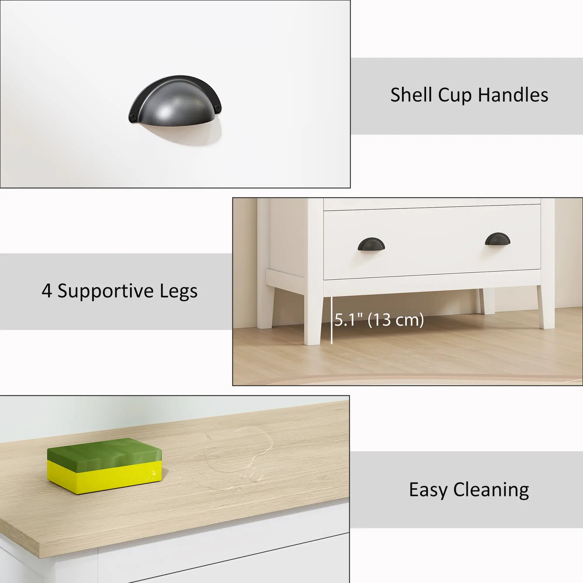 Modern 3 Drawer Dresser, Quiet Slides, White Storage Cabinets at Gallery Canada