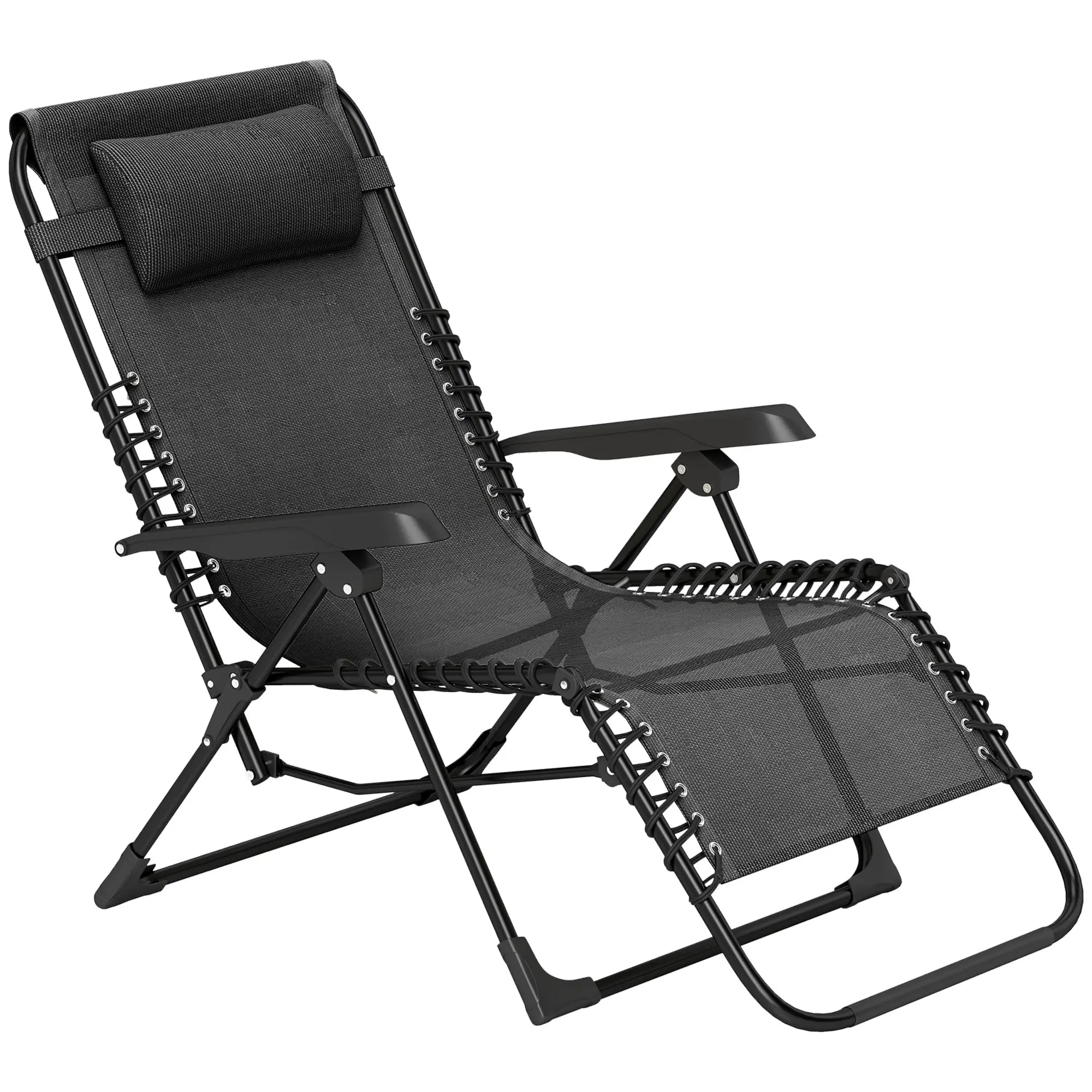Folding Zero Gravity Chair, 5-Position Adjustable Outdoor Recliner, Black Lounger Chairs Black at Gallery Canada
