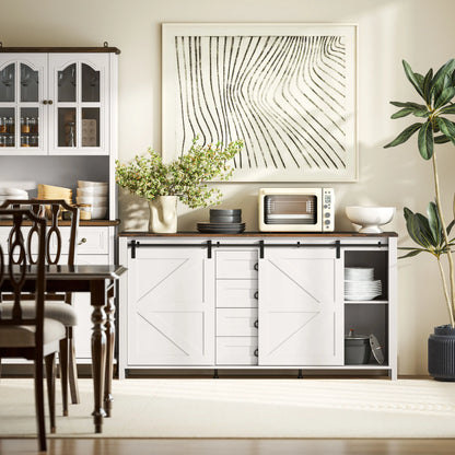 60" Buffet Cabinet, Farmhouse Sideboard, Cream White Bar Cabinets at Gallery Canada