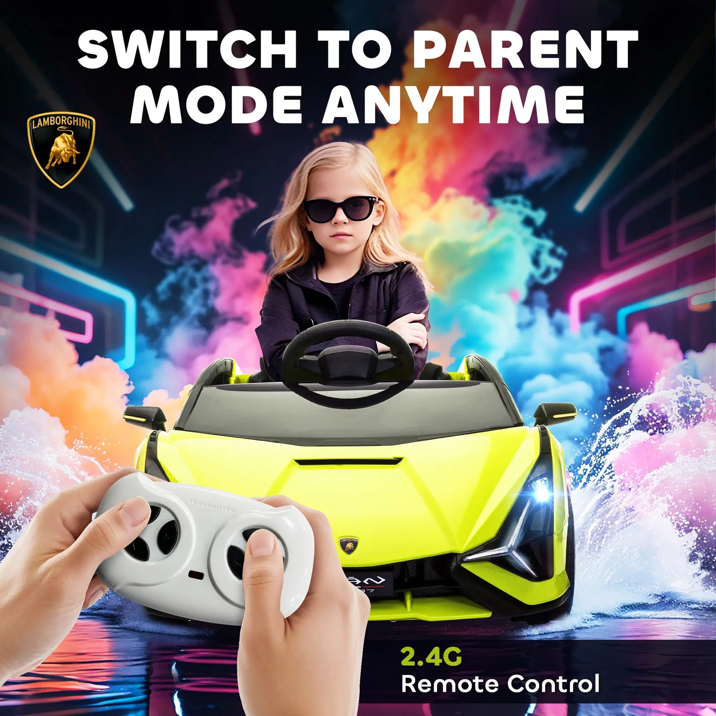 12V Battery Powered Kids Ride On Car, Remote Control, Music Lights, MP3, Green Electric Toy Cars at Gallery Canada