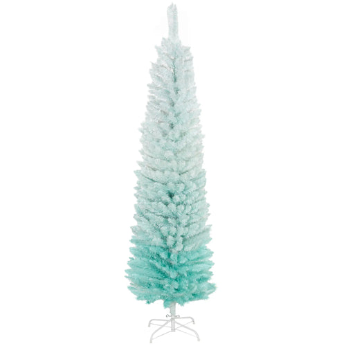 5ft Pencil Christmas Tree, Skinny Artificial, Gradient, Blue