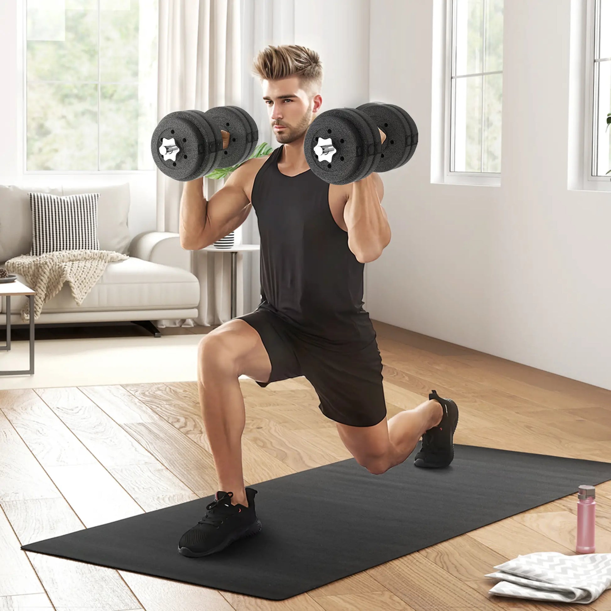 Adjustable Dumbbells Set, 66 lbs, for Home Gym Fitness, Black Dumbbells & Barbells at Gallery Canada