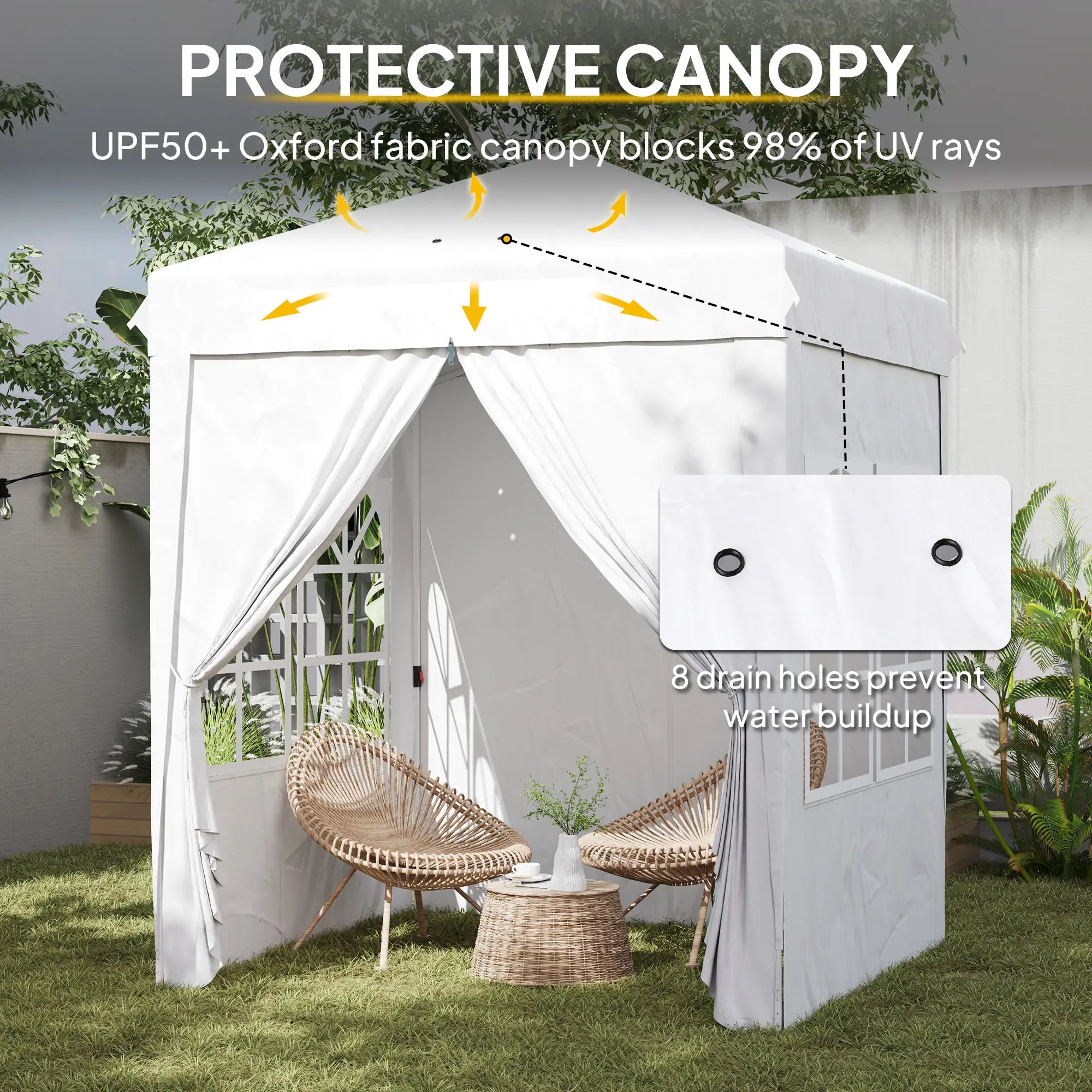 6.7' x 6.7' Pop-Up Canopy Tent, Adjustable Height, White Pop Up Canopies at Gallery Canada