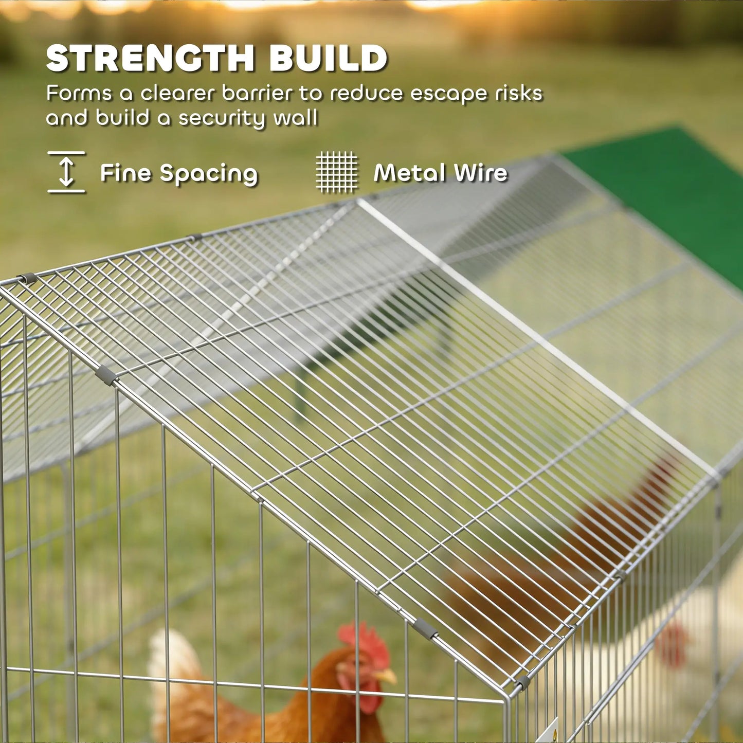 Metal Chicken Coop, UV-Resistant Cover, 106" x 29.5" x 29.5", Green Chicken Coops at Gallery Canada