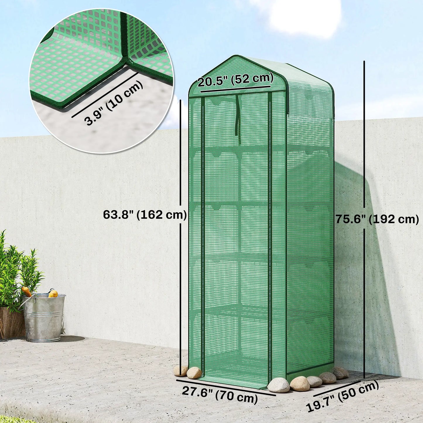 Mini Greenhouse With Screen Roof, 27.6" x 19.7" x 75.6", Green Portable Greenhouses at Gallery Canada