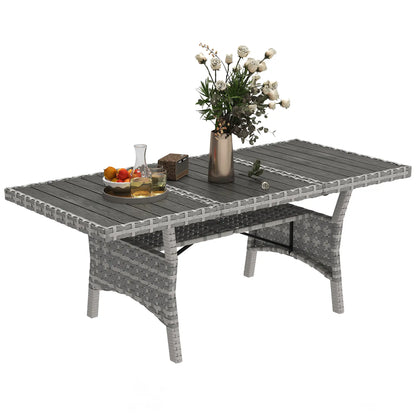 75" Outdoor Dining Table for 6-8, Wicker Patio Table with Storage, Grey Patio Dinning Tables at Gallery Canada