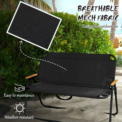 2-Seat Folding Camping Chair, Mesh Fabric, Black Patio Chairs at Gallery Canada