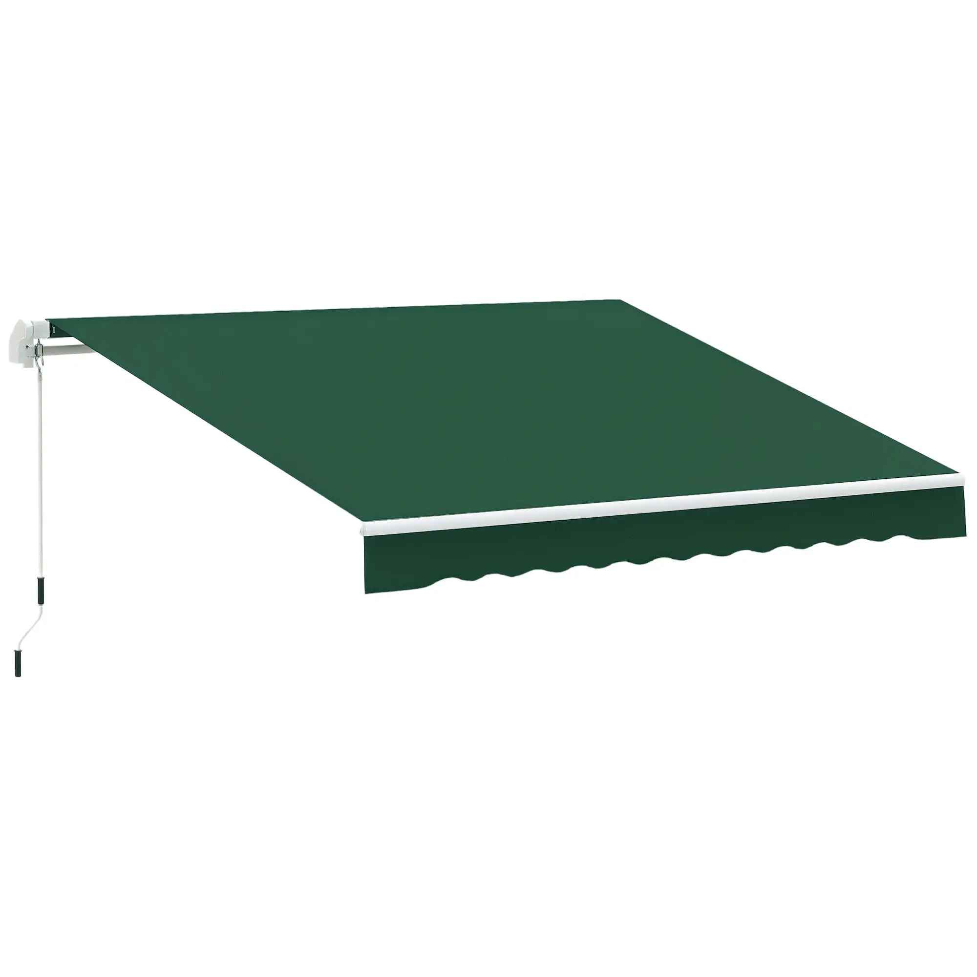 12' x 8' Retractable Awning, UV Water-Resistant Fabric, Aluminum Frame, Green Deck Awnings Green at Gallery Canada