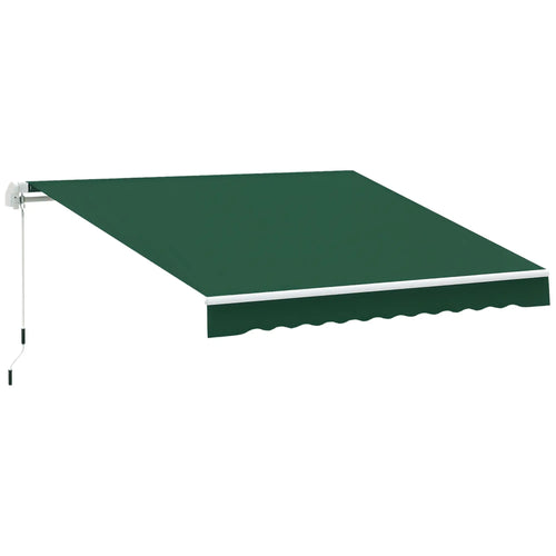 12' x 8' Retractable Awning, UV Water-Resistant Fabric, Aluminum Frame, Green