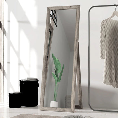 58" x 20" Floor Mirror, Full Body, Bedroom, Living Room, Wood Grain, Grey Full Length Mirrors at Gallery Canada