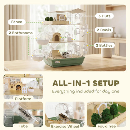 Large Hamster Cage, 3 Tiers Acrylic Hamster Habitat with Water Bottles, Running Wheel for Pet Mice, Dwarf Hamster Hamster Cages at Gallery Canada