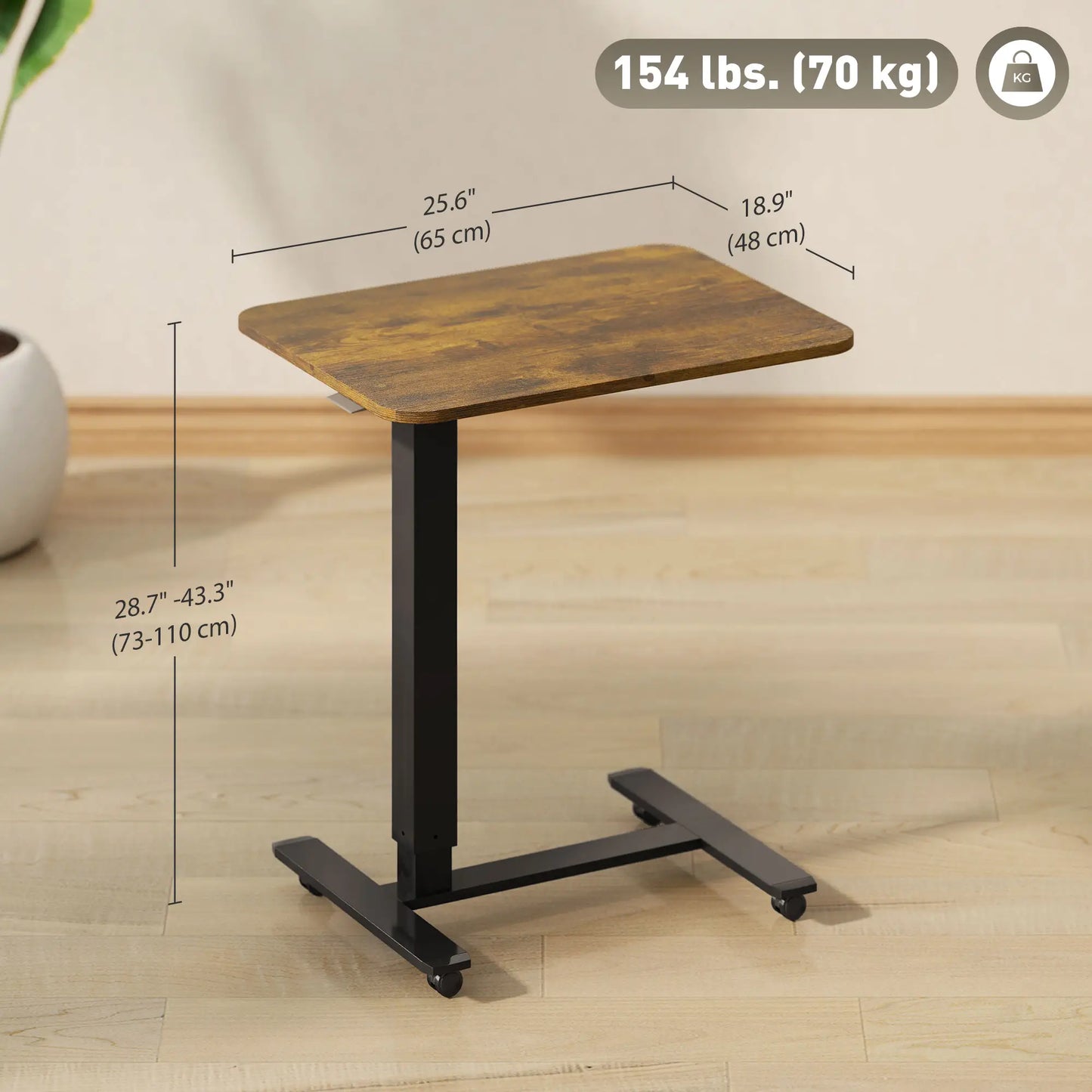 Pneumatic Standing Desk, Adjustable Height, 43 Inch, Rustic Brown Office Desks & Work Stations at Gallery Canada