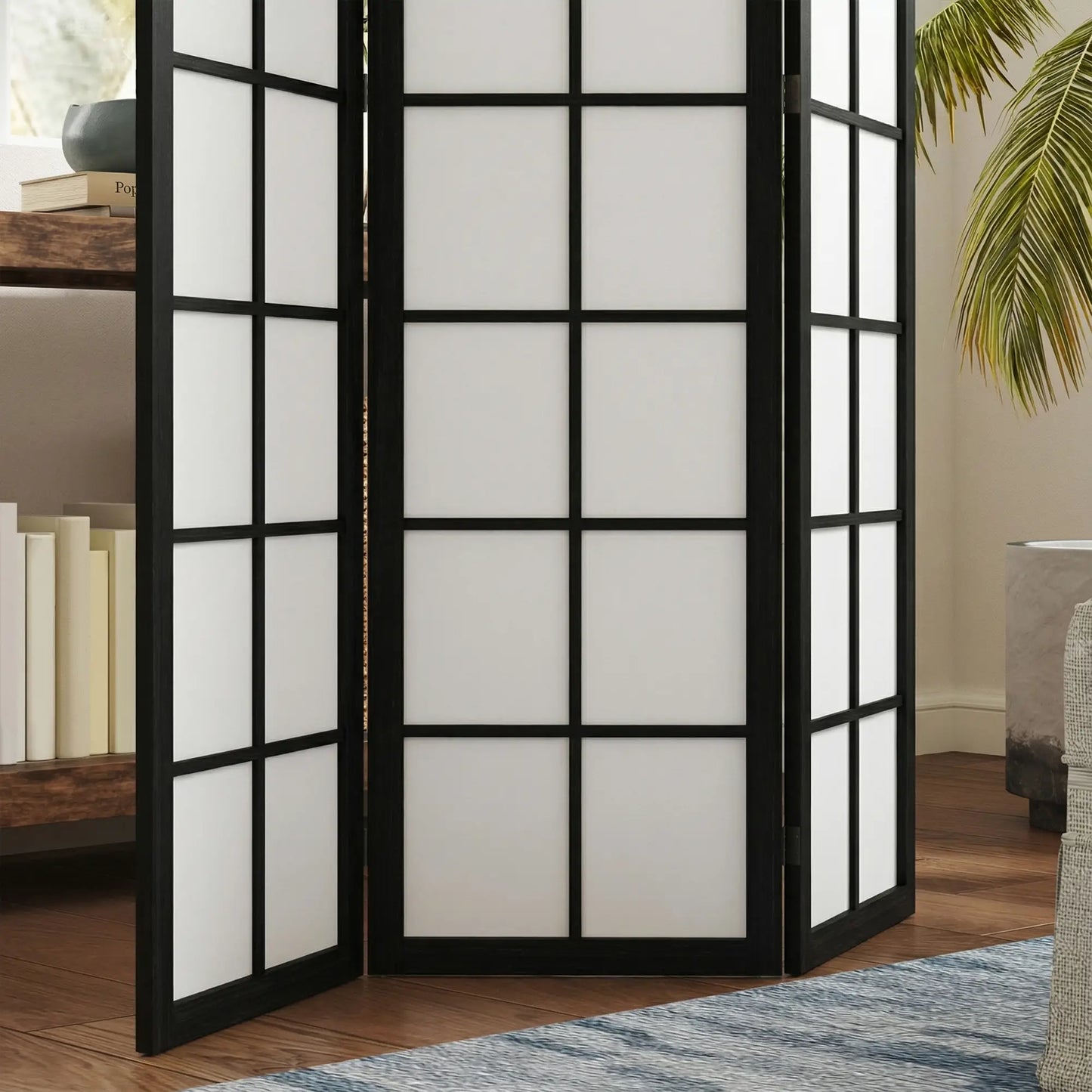 3 Panel Room Divider, 5.6 ft Folding Partition, Black Room Dividers at Gallery Canada